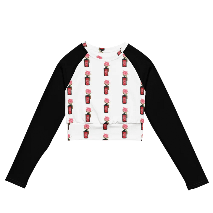 Cinestil Rose Pattern Black Jersey Sleeved Crop Top product image (2)