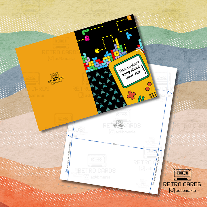 Printable Birthday Card Retro Greeting Card Time to Start Lying with Envelope product image (2)