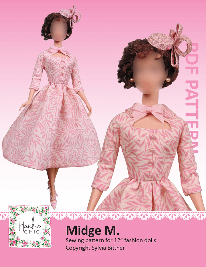 Midge M sewing pattern for 12" fashion dolls product image (1)
