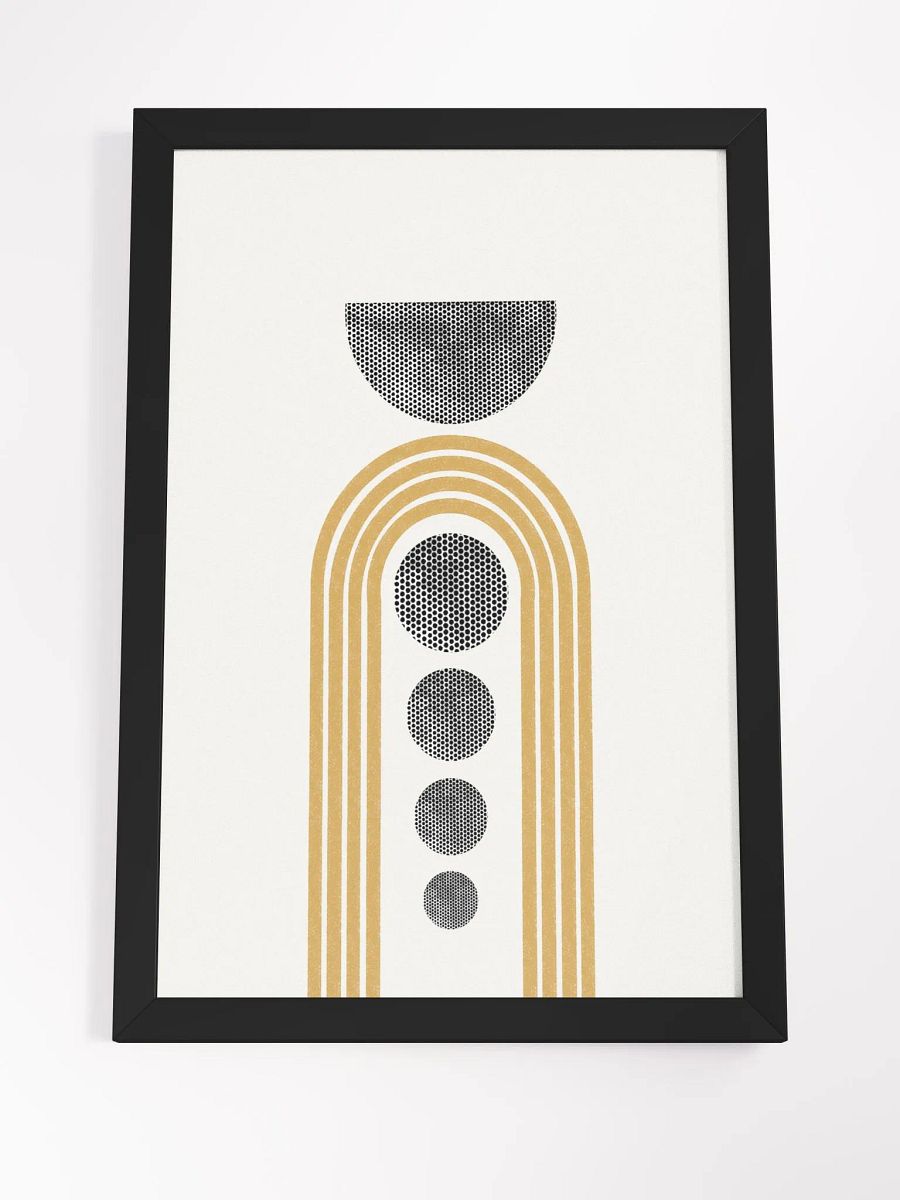 Mustard Arcs Abstract Framed Poster – Modern Wall Art with Minimalist Flair product image (3)