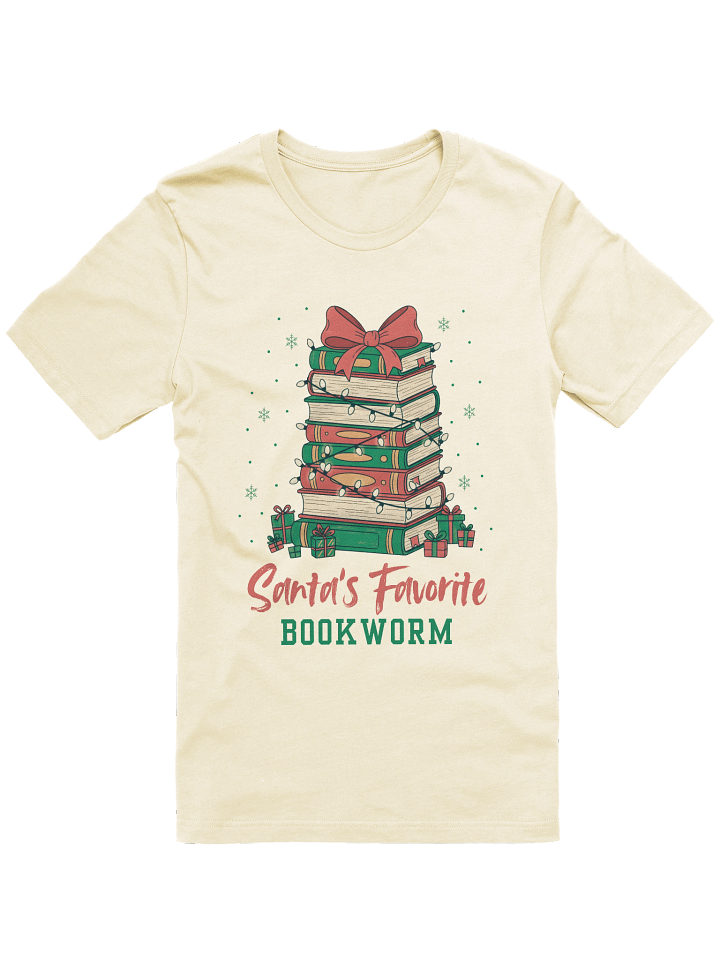 Santa's Favorite Bookworm T-Shirt, Christmas reading shirt product image (1)