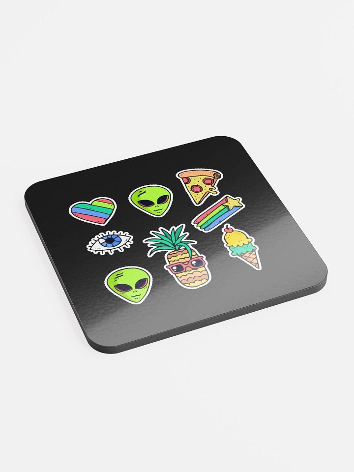 "Martians Take Belfast!" Roswell Aliens Black Cork Coaster product image (2)