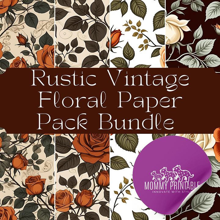 Rustic Vintage Rose Pattern Paper Pack Bundle product image (1)