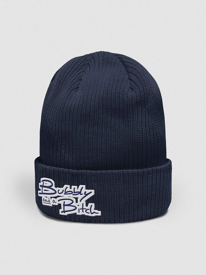 Bubbly and a B*tch (navy bubble design) embroidered organic beanie product image (12)