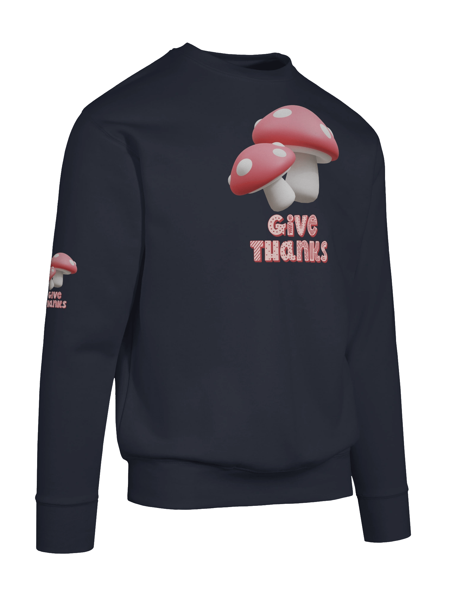 Give Thanks Sweatshirt – Mushroom Typography, Thanksgiving product image (102)