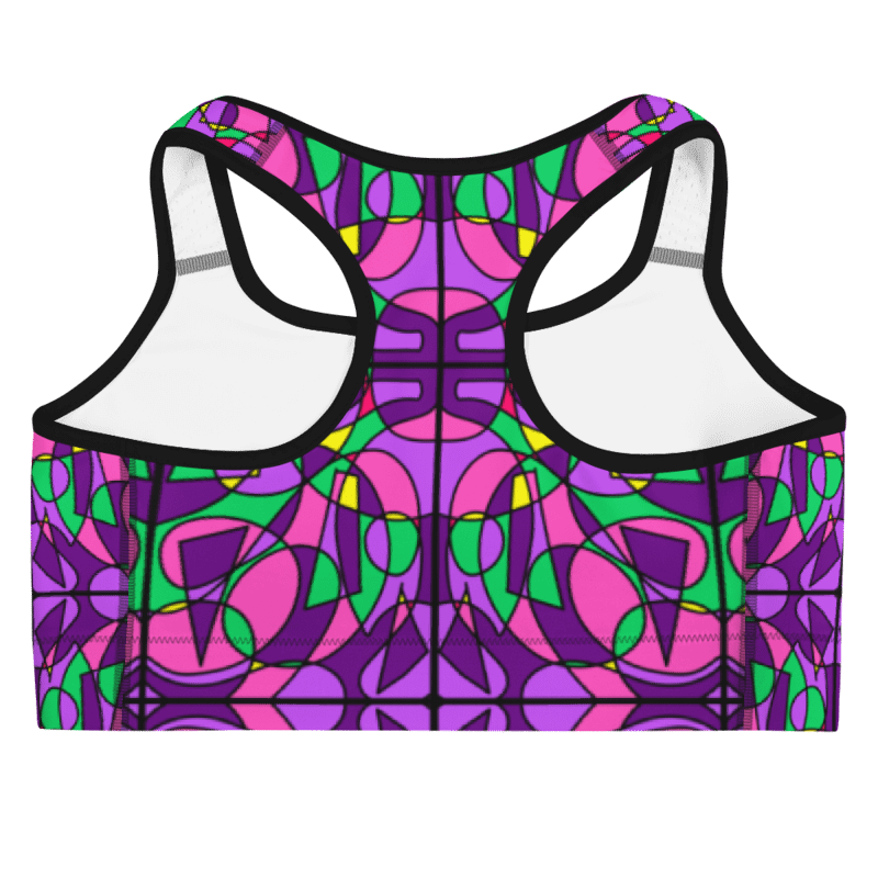 Pink Stained Glass – Colorful Pink Pattern Basic Sports Bra product image (3)
