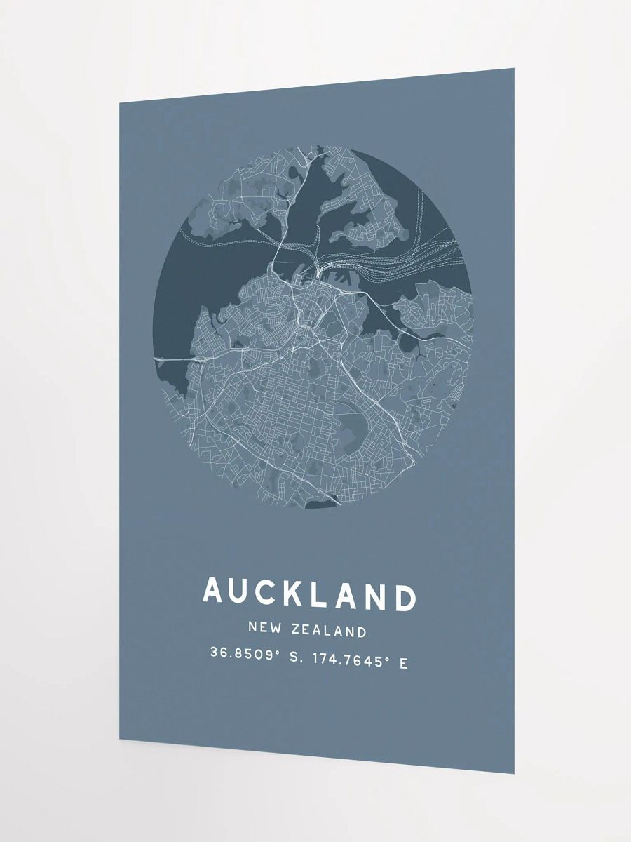 Auckland Street Map Poster – Blue Minimalist Circular City Art product image (6)