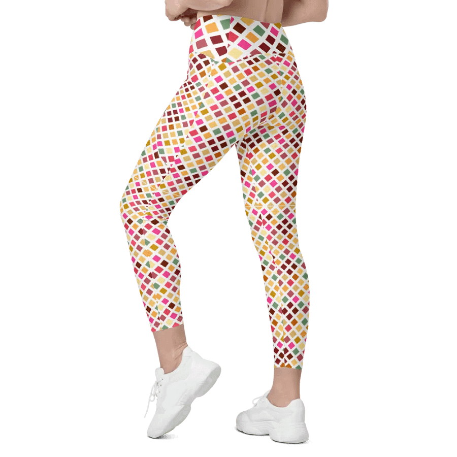 Colorful Square Pattern Design Leggings with Pocket - v4 product image (9)