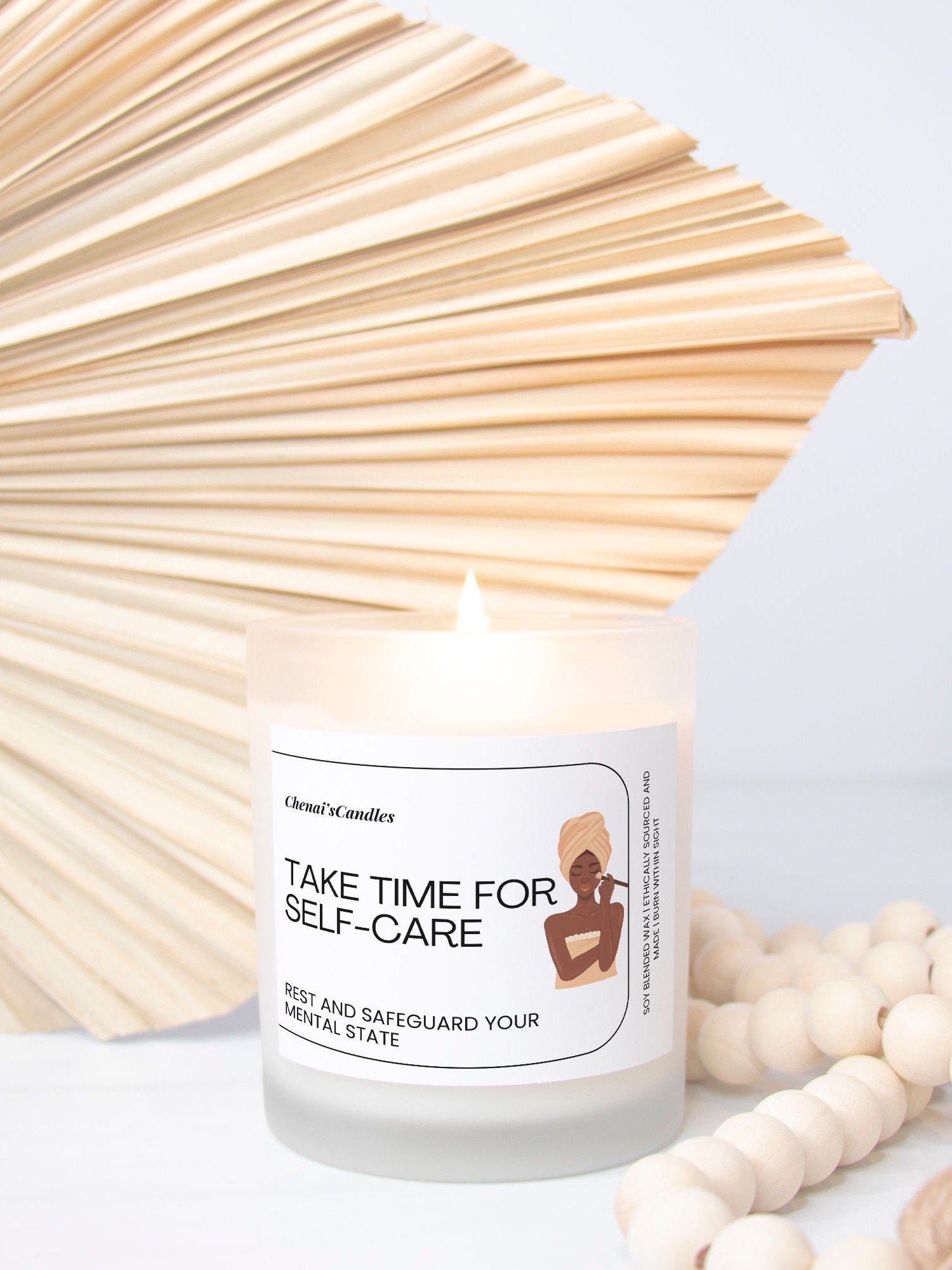 Wellness candle frosted glass product image (1)