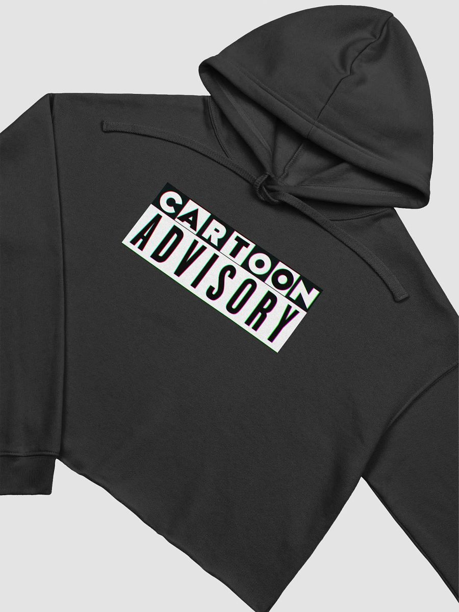 Cartoon Advisory Logo Crop Top Hoodie (B) product image (3)