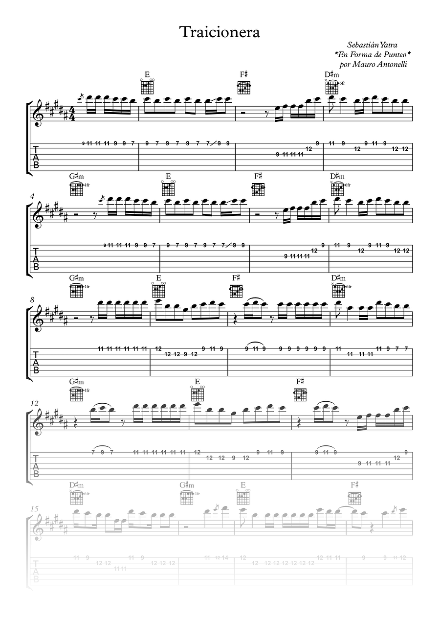 Traicionera - Partitura + Tab + Acordes + Pista product image (1)