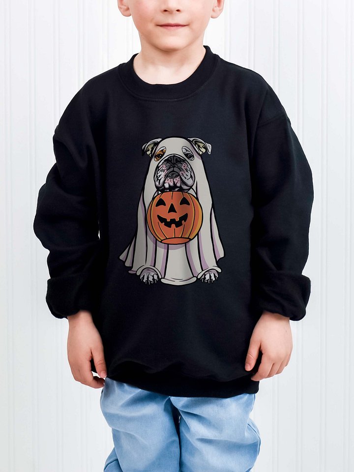 Halloween English Bulldog(White) Youth Sweatshirt product image (1)