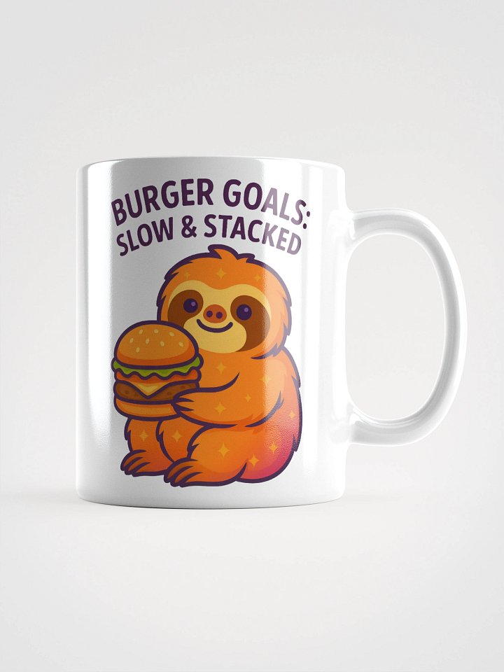 Burger Goals Sloth Mug – Funny Burger Coffee Cup for Foodies & Slow Mornings product image (1)