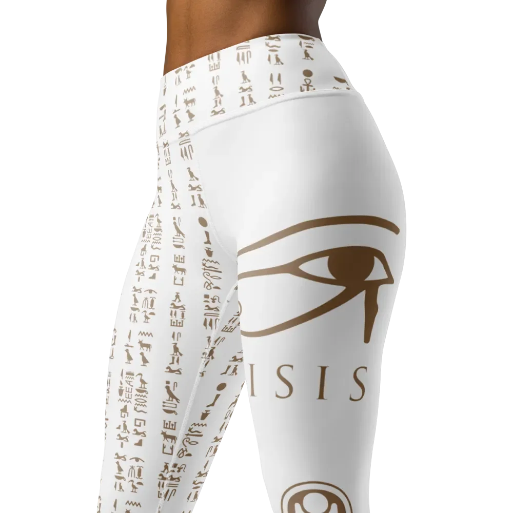 Isis White Hieroglyphs Yoga Leggings product image (4)