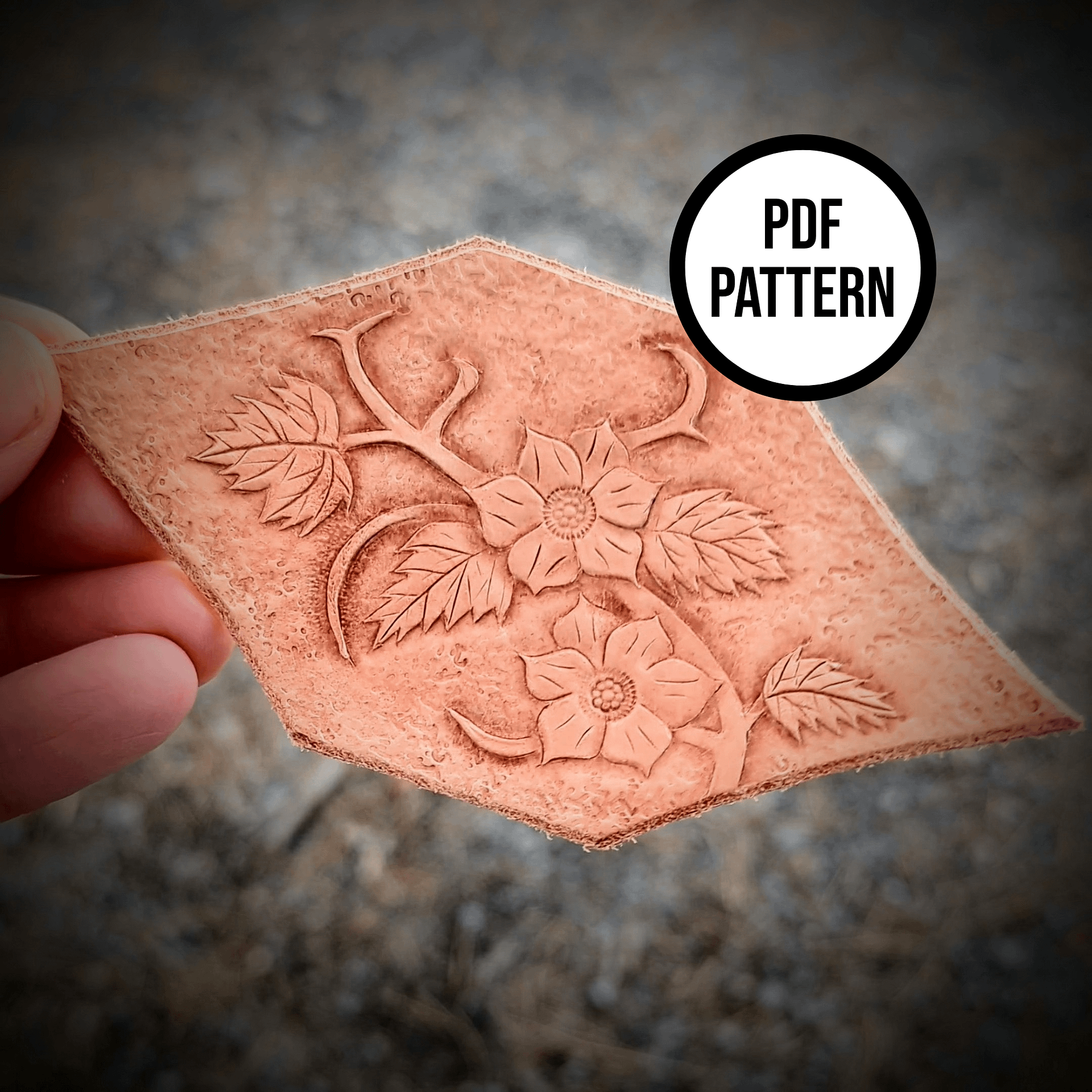 Wild Rose Leather Hair Stick - PDF Pattern for Leatherwork product image (2)