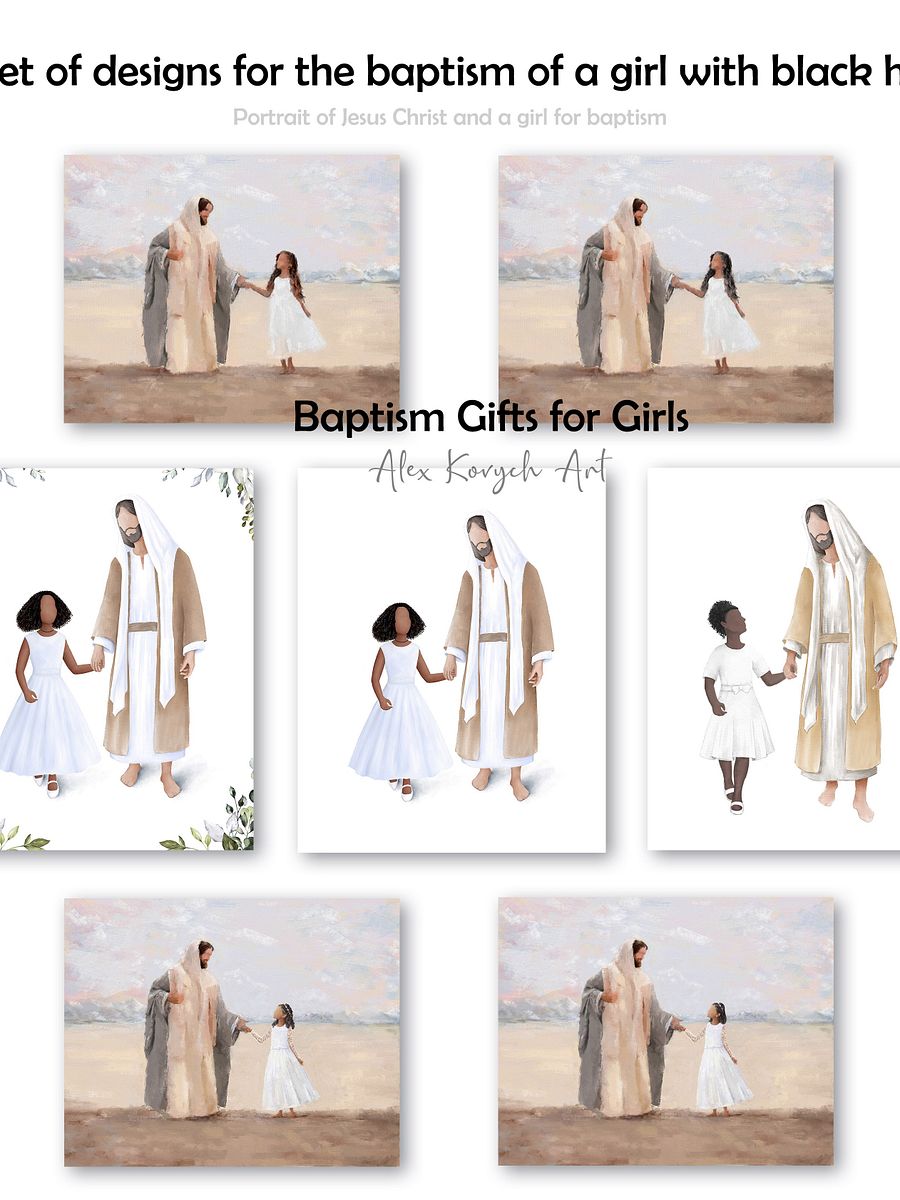 Jesus and a girl, baptism print product image (2)