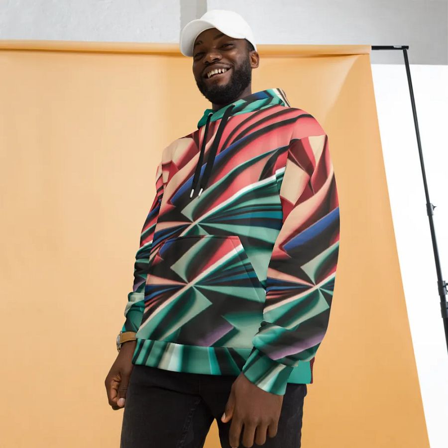 Recycled Unisex Hoodie with Vibrant Abstract Geometric Print - Relaxed Fit product image (8)