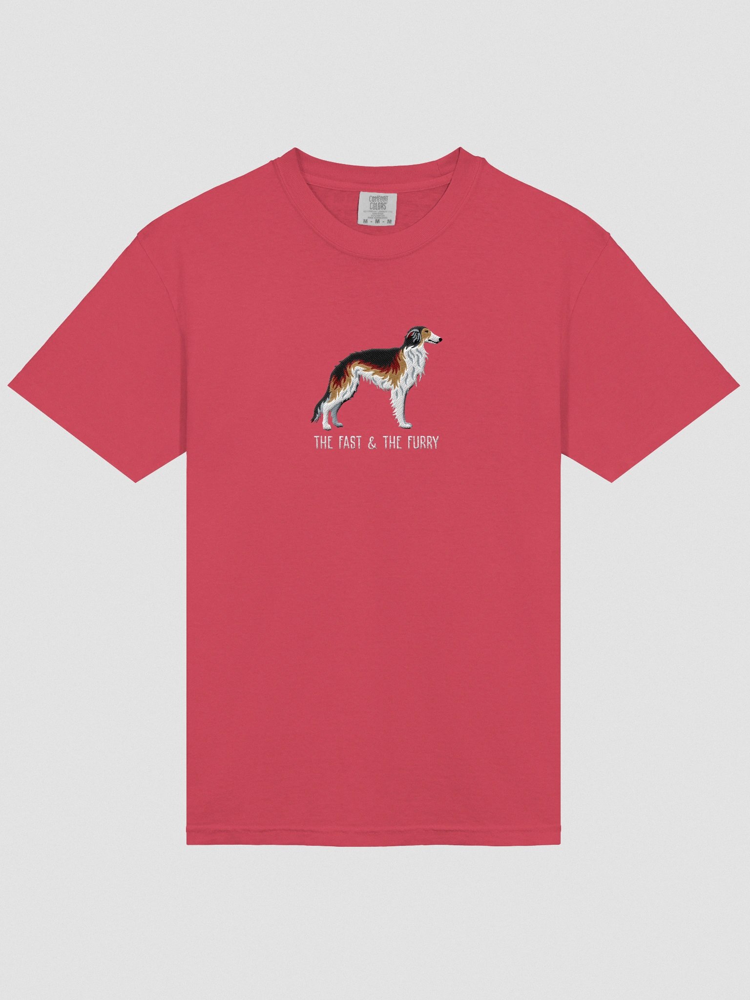 The Fast & The Furry T-Shirt(Embroidered) of a Silken Windhound(Sable) product image (6)