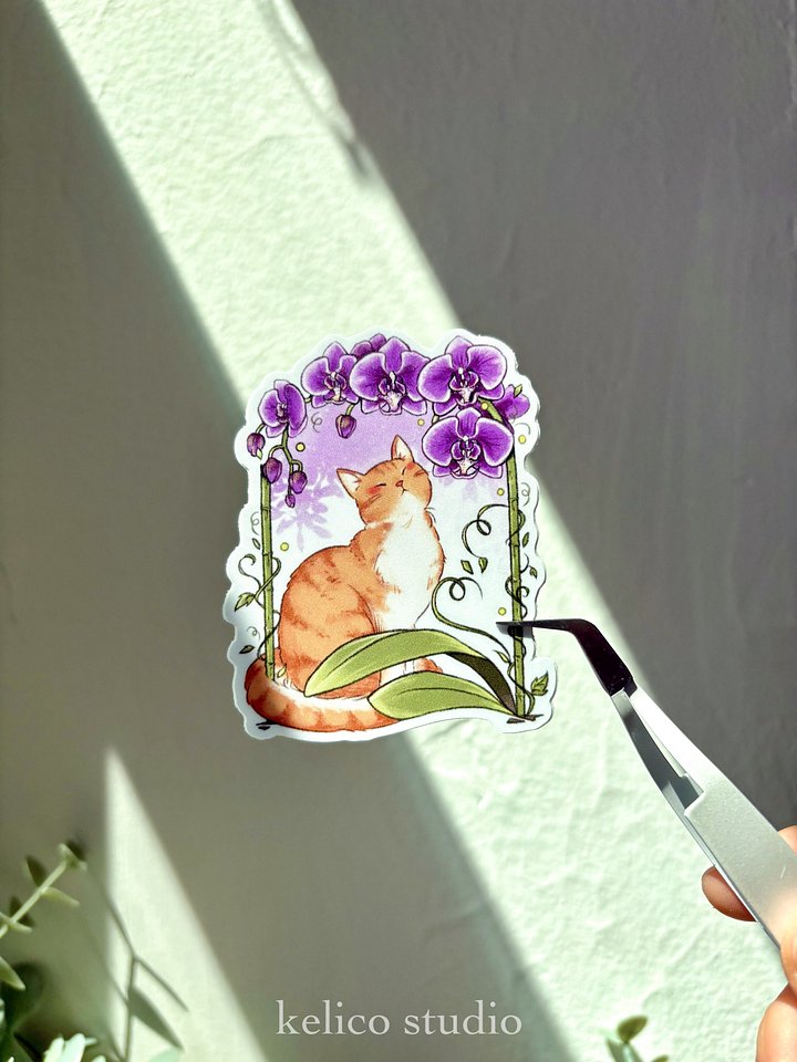 orchid cat (secondary series) • die-cut sticker product image (2)