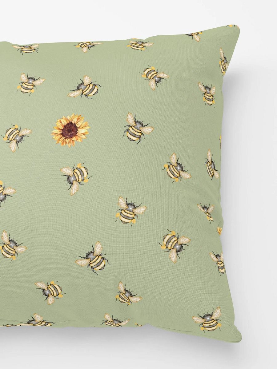 COTTAGE SUMMER SUNFLOWER HONEYBEE GREEN - Basic Pillow product image (3)