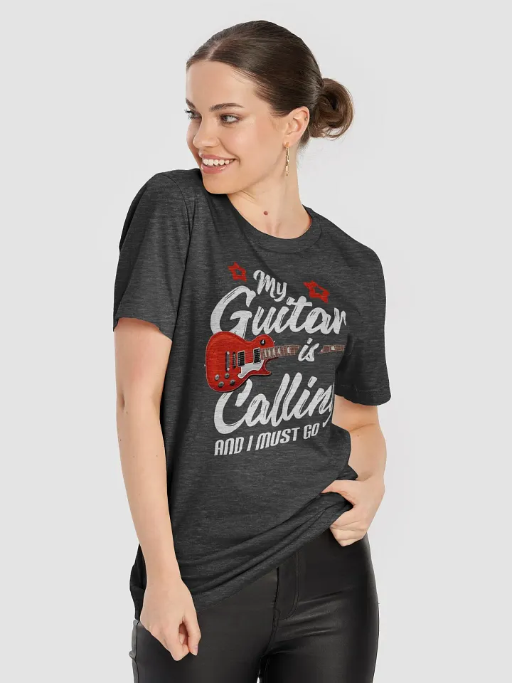 My Guitar Is Calling and I Must Go – Funny & Stylish Guitar Shirt for Musicians product image (2)