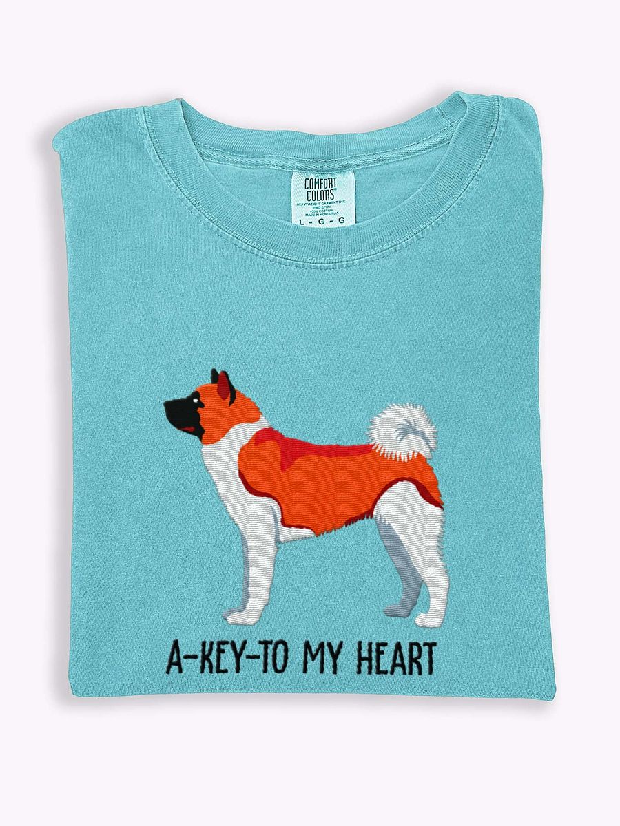 A-Key-To My Heart T-Shirt(Embroidered) of an American Akita(Red) product image (1)