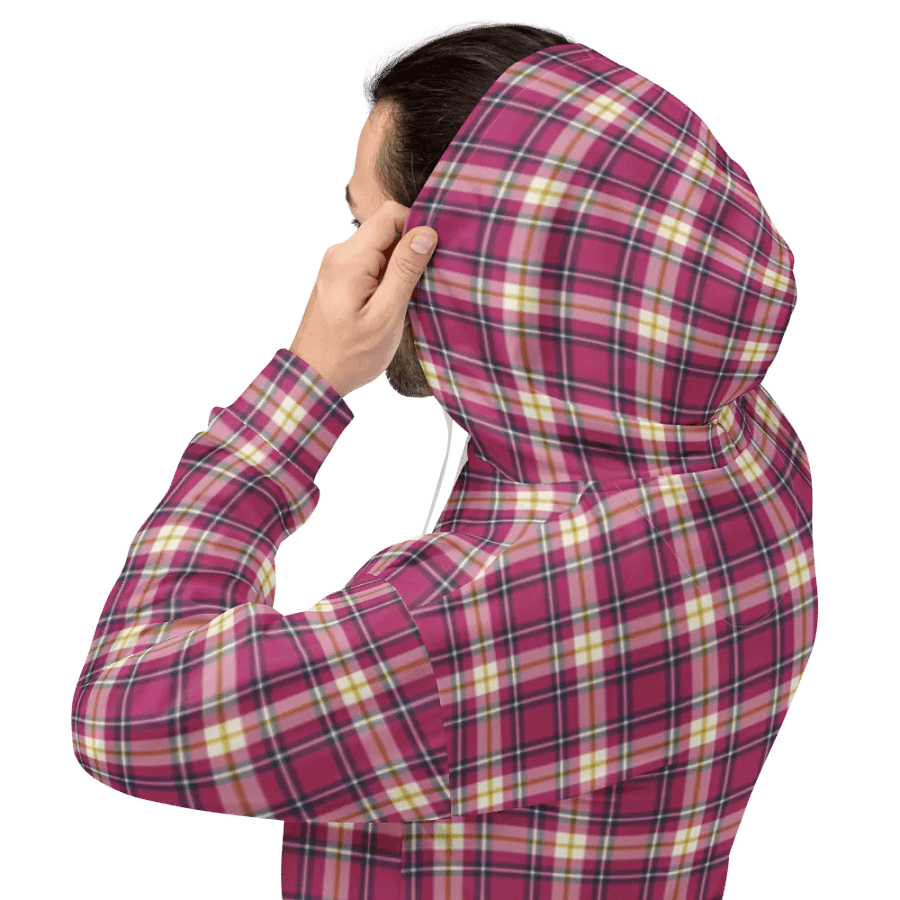 Hot Pink and Navy Blue Plaid Hoodie product image (8)