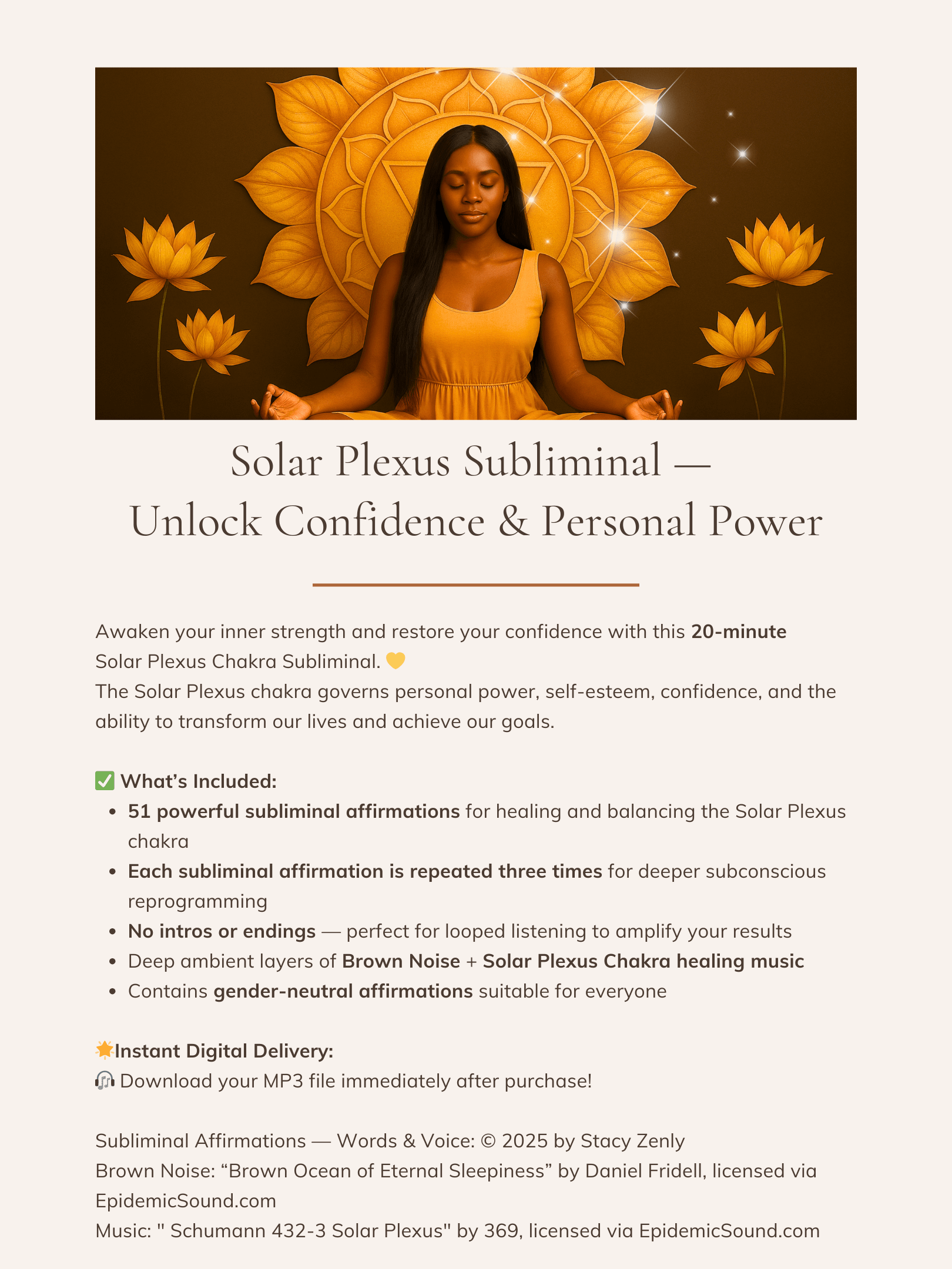 Solar Plexus Subliminal - Unlock Confidence & Personal Power | MP3 Audio Download product image (2)