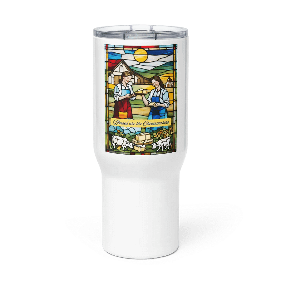 Blessed are the Cheesemakers Stainless Steel travel mug with handle #04 product image (3)