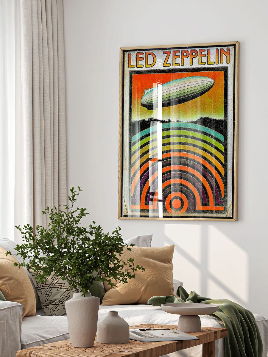 1970s Led Zeppelin Poster | Psychedelic Concert Rock Art Print Memorabilia | Iconic 70s Vintage Music Retro Wall Decor for Rock N Roll Fans product image (4)