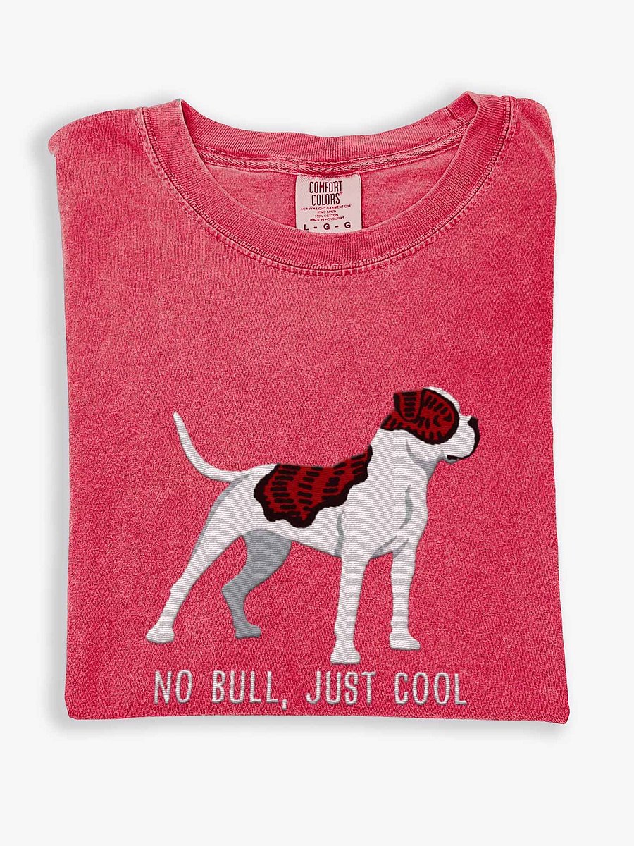 No Bull, Just Cool T-Shirt(Embroidered) of an American Bulldog(Brindle) product image (1)