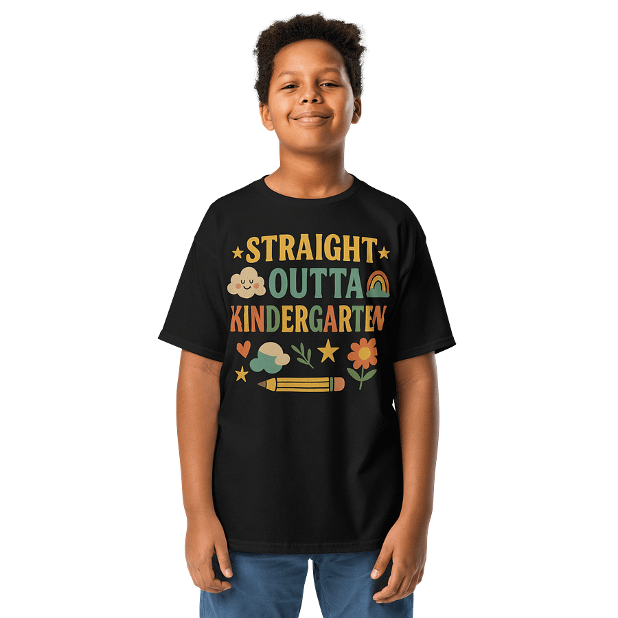 Straight Outta Kindergarten Youth Shirt – Colorful Graduation Tee for Kids product image (1)