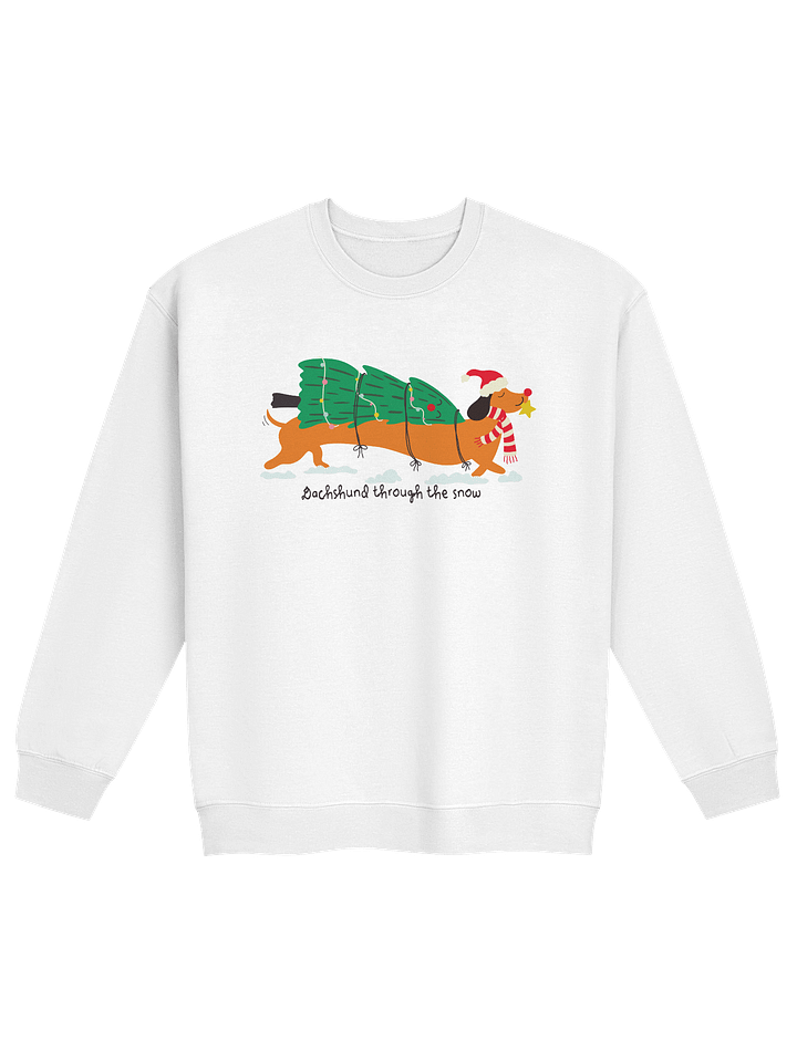 Dachshund Through the Snow Sweatshirt – Festive Tree-Wrapped Doxie product image (1)