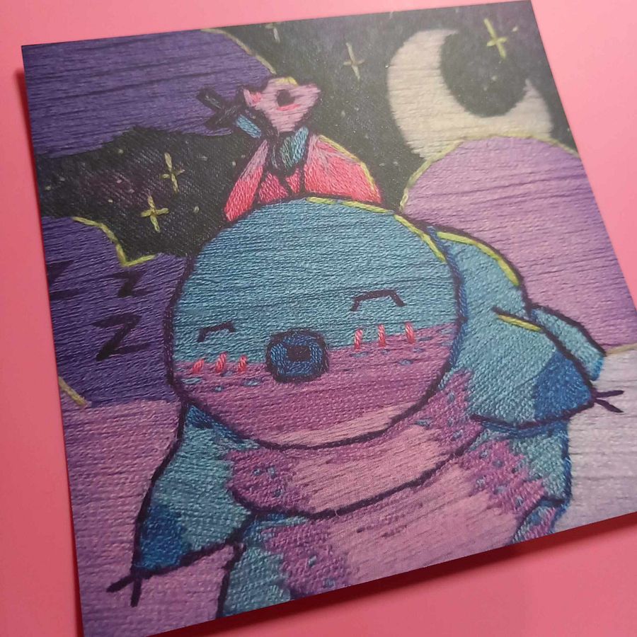 Sleepy Tardigrade Embroidery Print product image (2)