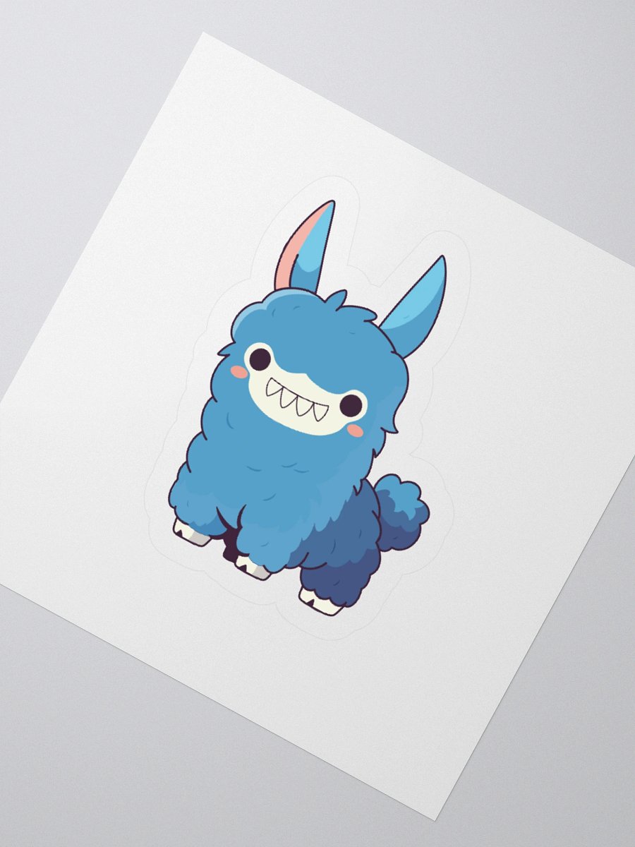 Nibblin Alpaca Kiss Cut Sticker – Cute Blue Vinyl Alpaca Decal product image (2)