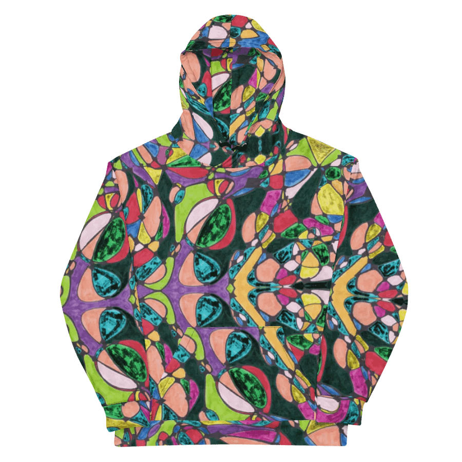 Abstract Colourful Patterned Neurographic Unisex Pull Over Hoodie product image (11)