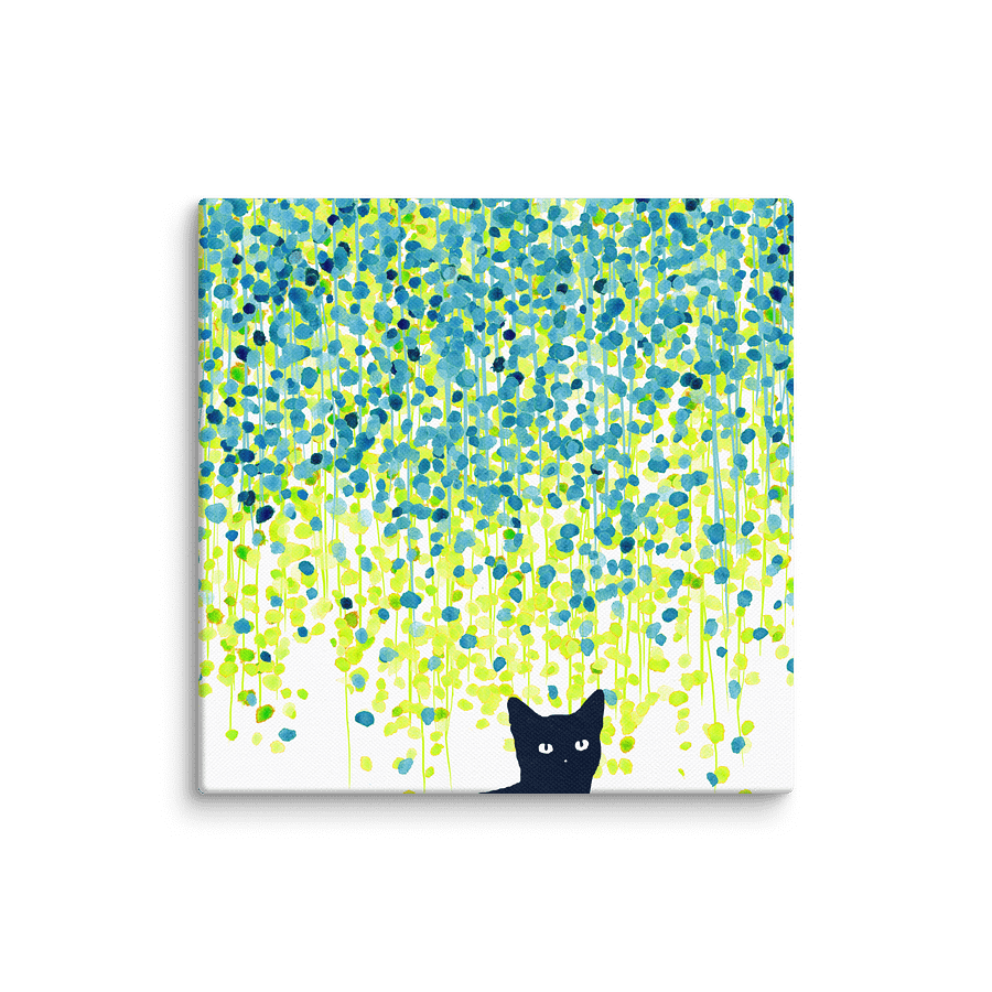 A black cat in the garden canvas art print product image (29)