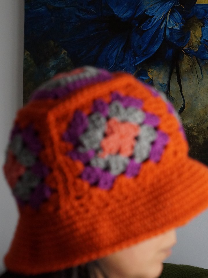 Granny square bucket hat pdf pattern product image (2)