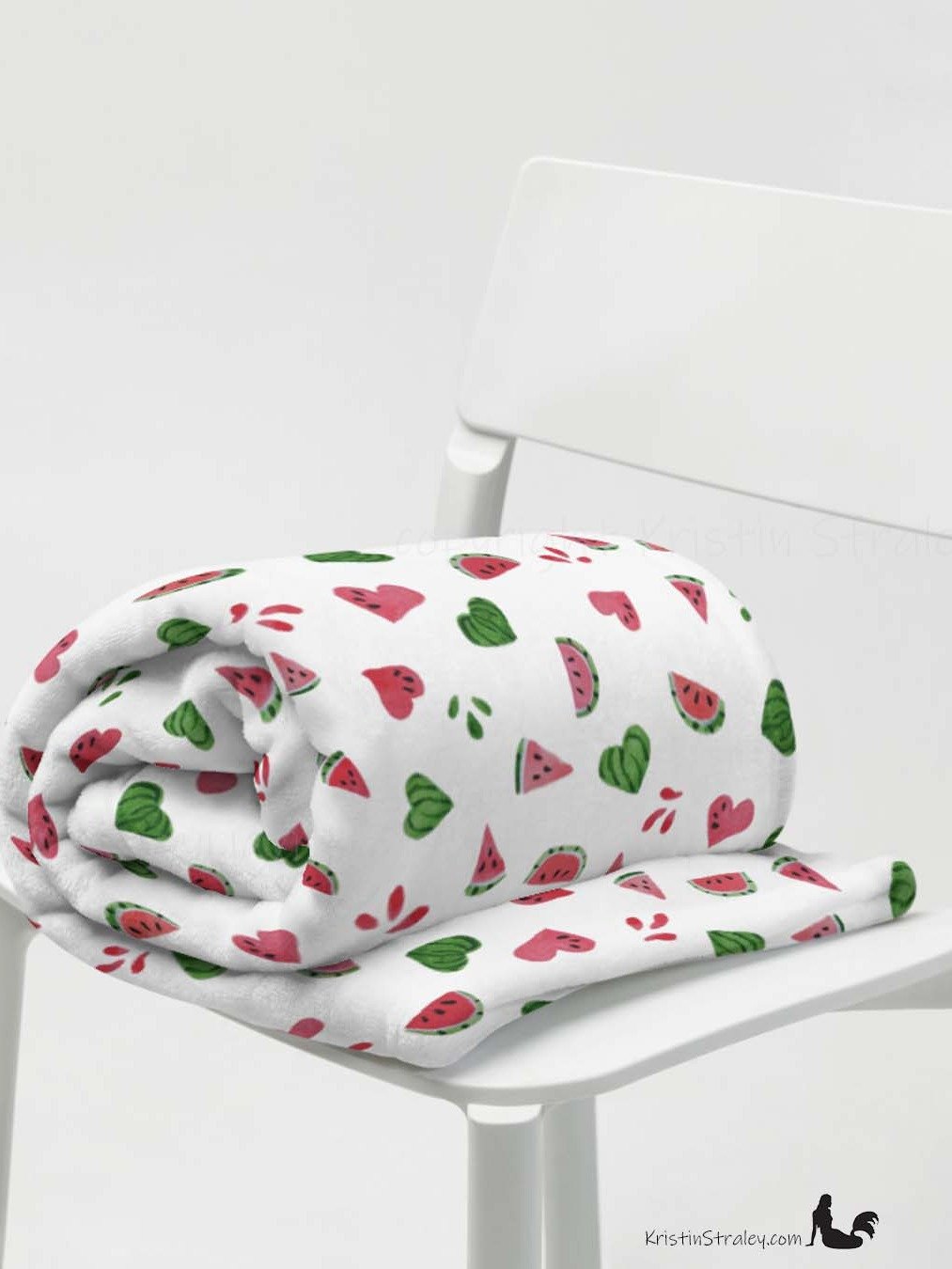 Watermelons and Hearts Fleece Throw Blanket product image (3)