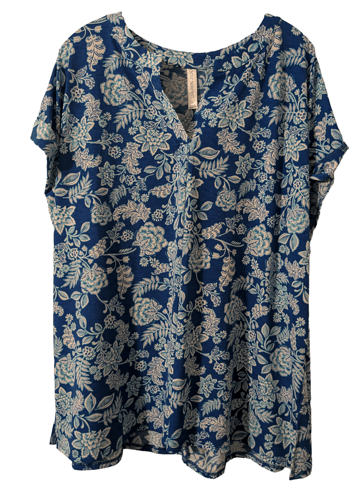 3X Dear Scarlett Blue V-Neck Short-Sleeve Top product image (1)