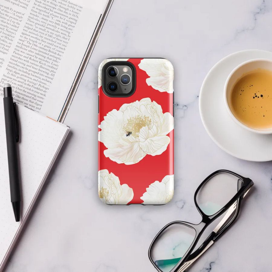 'Golden Blossoms' Red iPhone® Tough Case product image (6)