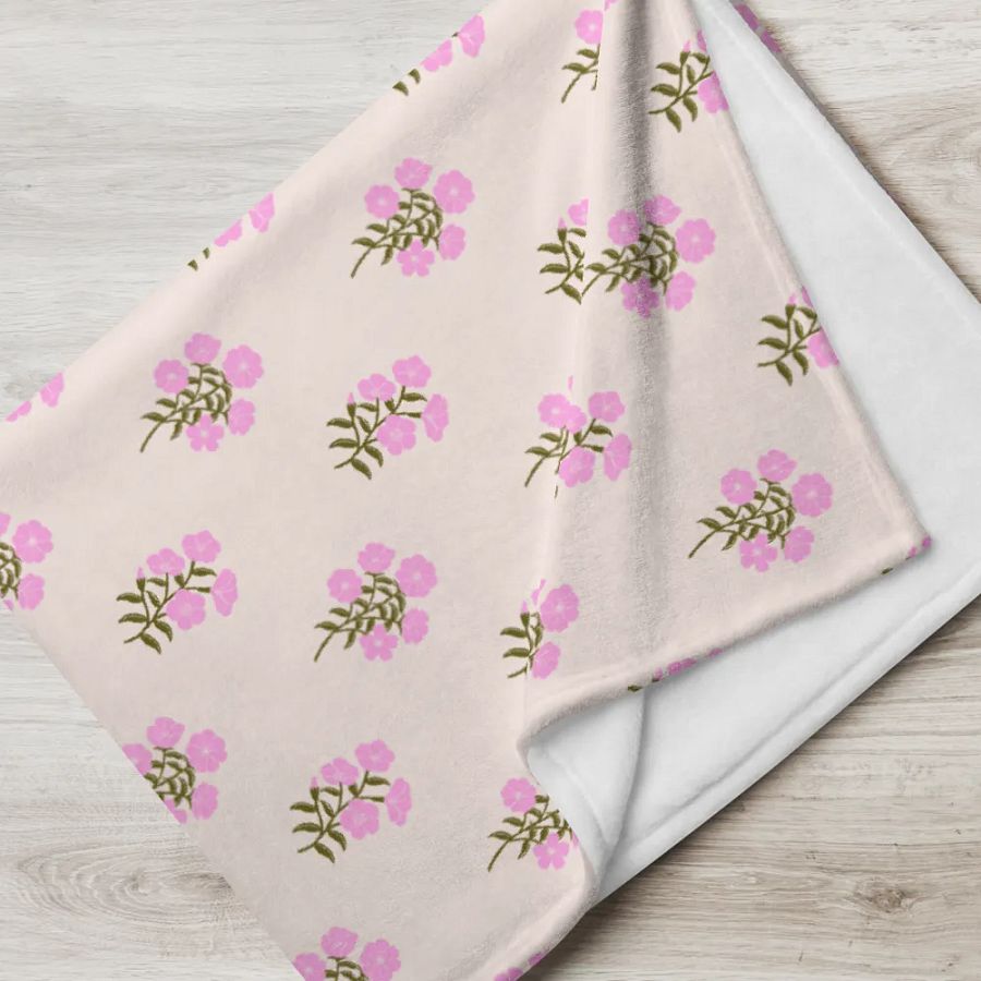 Alpine Cascade - Pink and Forest Green - Throw Blanket product image (6)