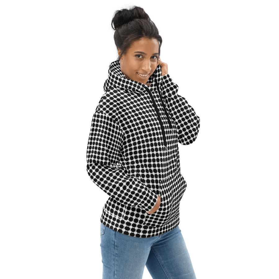 Abstract White and Black Chain Unisex All Over Print Hoodie product image (6)