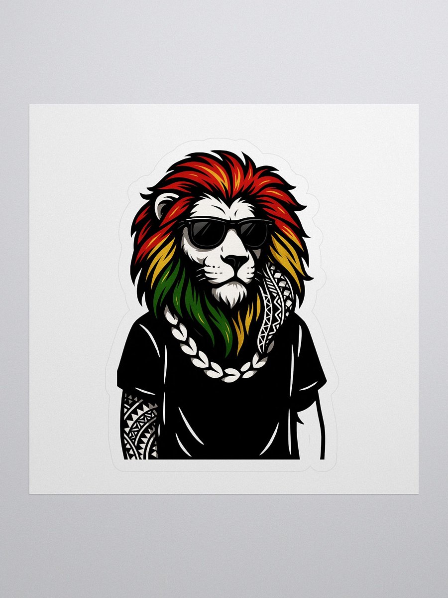 Reggae Lion Head Kiss-Cut Sticker – Rasta Colors with Polynesian Tribal Design | Samoan Island Vibes by ASP Apparel product image (1)