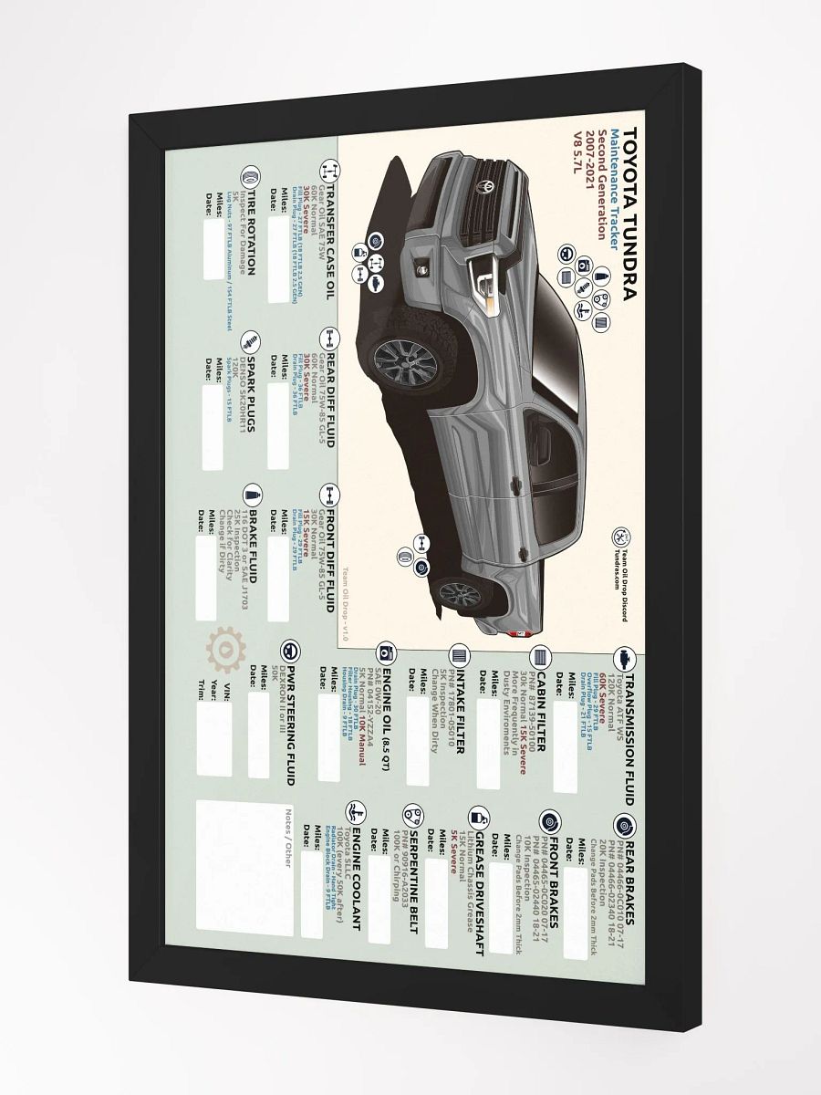 2ND GEN TUNDRA MAINTENANCE TRACKER - Silver / Cement (Framed) product image (3)