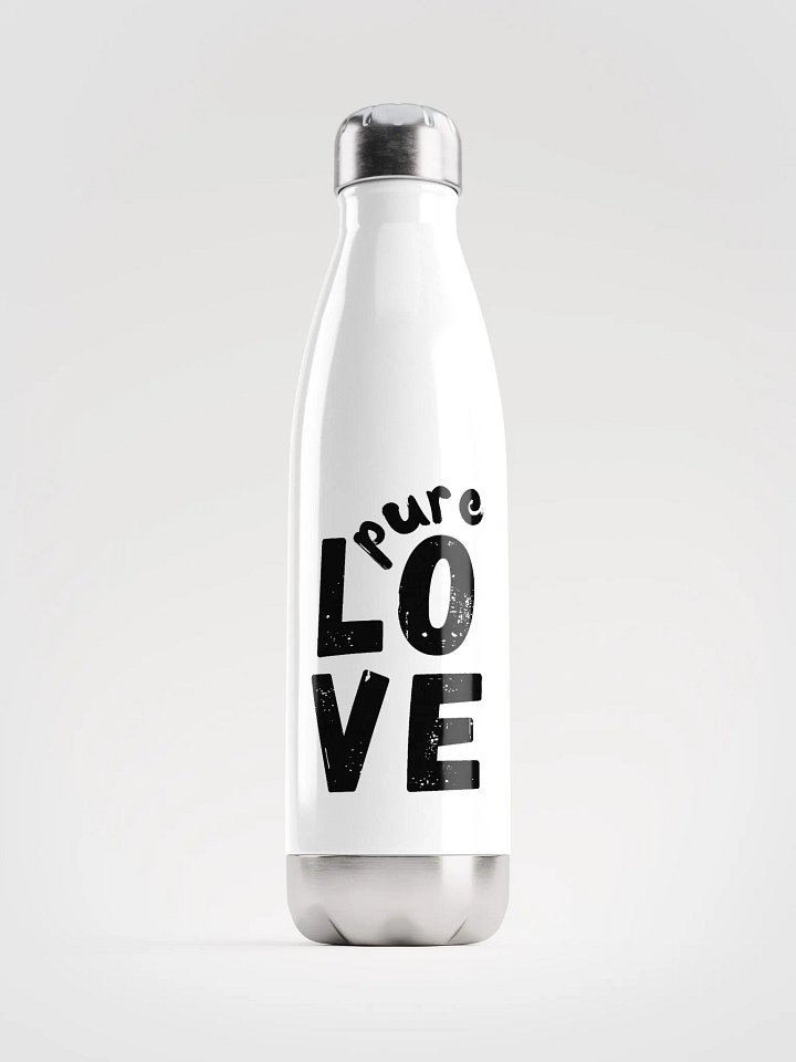 Pure Love black on white Stainless Steel Water Bottle product image (1)