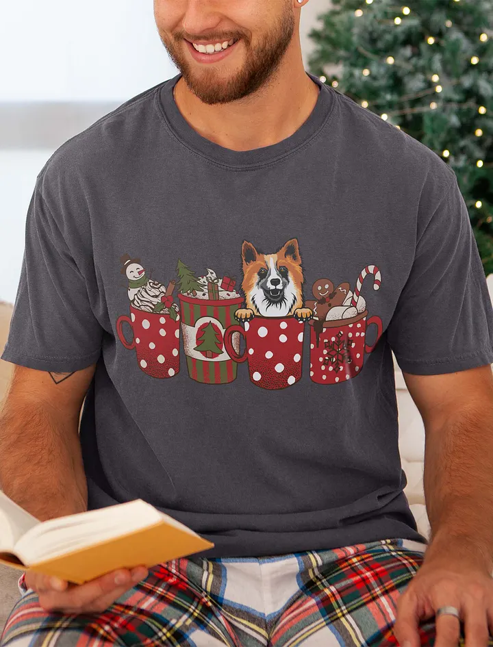 Cute Icelandic Sheepdog in a Christmas Cup T-Shirt | Funny Christmas Pup in a Cup product image (21)