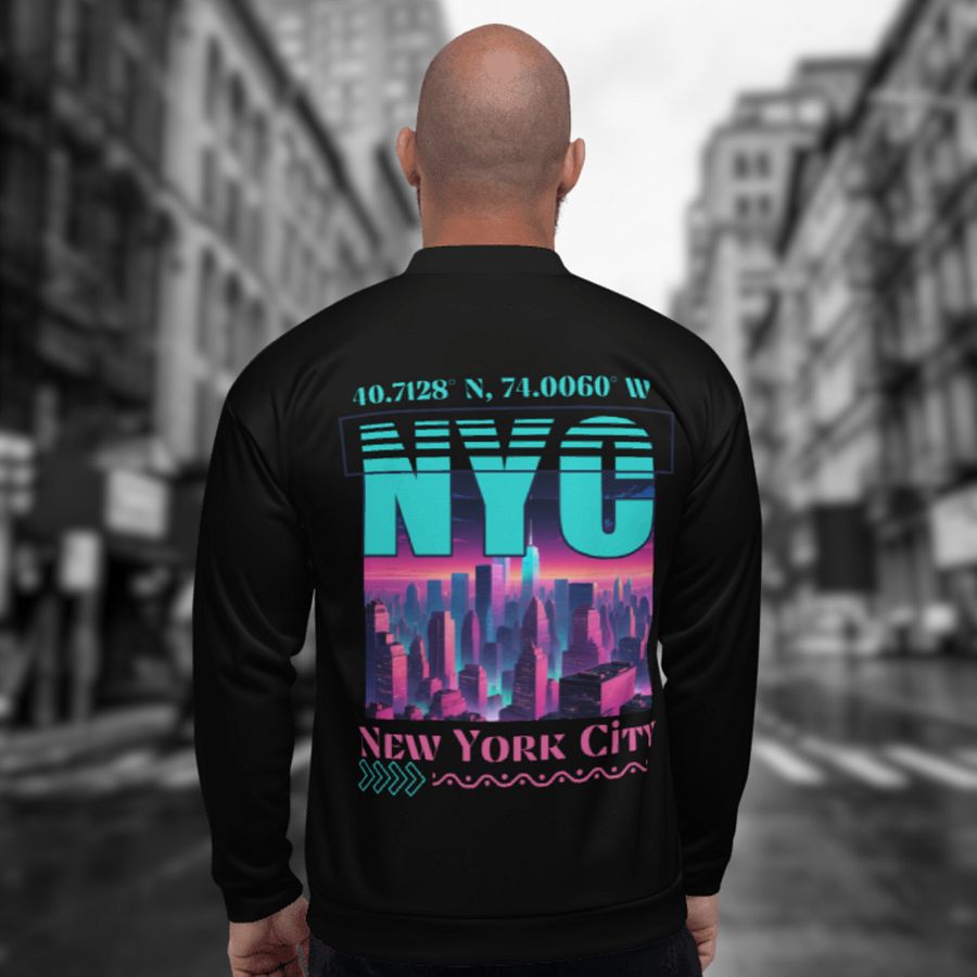 NYC New York City Graphic All Over Print Bomber Jacket product image (11)