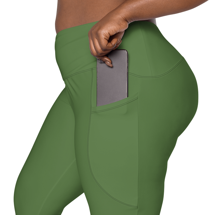 Leggings w pockets fern green small logo product image (7)