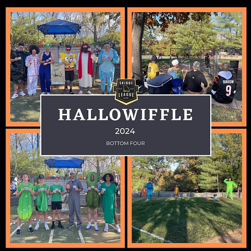 Bottom Four Teams for Hallowiffle 2024: 
8th Place - Onesies
7th Place - Wiffle & Pickle (Toilet Bowl Champs)
6th Place - The...